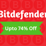 photo of bitdefender with a banner of 74% off