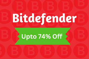 photo of bitdefender with a banner of 74% off