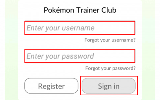 Pokémon account login