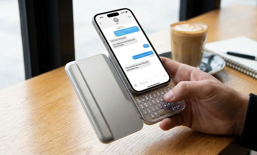 This iPhone Keyboard Accessory Snaps to the Back and Slides Out When You Need It